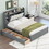 Wood Queen Size Platform Bed with Storage Headboard, Shelves and 2 Drawers, Gray GX000375AAE