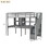 Twin Size Loft Bed Frame with Storage Staircase and Double Desks and Shelves,Gray