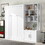 Full Size Murphy Bed with Multiple Storage Shelves and a Cabinet, White GX000383AAK