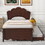 Twin Size Wood Platform Bed with Headboard and Twin Size Trundle, Cappuccino GX000389AAR