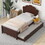 Twin Size Wood Platform Bed with Headboard and Twin Size Trundle, Cappuccino GX000389AAR