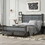 Queen Size Wood Frame Platform Bed with Upholstered Headboard, Footboard and 2 Drawers, Antique Gray GX000393AAQ