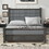 Queen Size Wood Frame Platform Bed with Upholstered Headboard, Footboard and 2 Drawers, Antique Gray GX000393AAQ