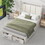 Full Size Wood Platform Bed with Upholstered Headboard and 2 Drawers, White GX000394AAK