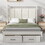 Full Size Wood Platform Bed with Upholstered Headboard and 2 Drawers, White GX000394AAK