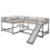 Full and Twin Size L-Shaped Bunk Bed with Slide and Short Ladder,Gray GX000404AAE