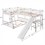 Twin over Full Bunk Bed with Twin Size Loft Bed with Desk and Slide,Full-Length Guardrail, White GX000410AAK