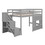 Twin Size Loft Bed with Storage Staircase and Window, Gray GX000436AAE