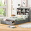 Full Size Platform Bed with Storage Headboard, Charging Station and 2 Drawers, Gray GX000441AAE