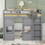 Wood Twin Size Loft Bed with Built-in Storage Wardrobe and 2 Windows, Gray GX000443AAE