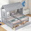 Twin Size House Platform Beds with Two Drawers for Boy and Girl Shared Beds, Combination of 2 Side by Side Twin Size Beds, Gray GX000452AAE