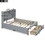 Full Size Platform Bed with Storage Headboard and 2 Drawers, Gray GX000455AAE