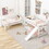 Twin over Twin over Twin Adjustable Triple Bunk Bed with Ladder and Slide, White GX000508AAK