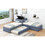L-shaped Upholstered Platform Bed with Trundle and Two Drawers Linked with built-in Desk,Twin,Gray GX000531AAE