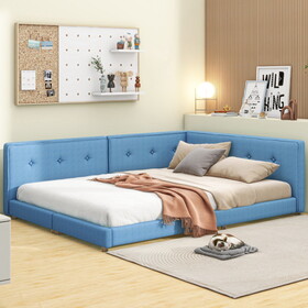 Upholstered Full Size Tufted Platform Bed, Blue P-GX000555AAC