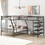 L-Shaped Metal Twin over Full Bunk Bed and Twin Size Loft Bed with Four Built-in Shelves,Black GX000617AAB