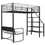 Twin Size Metal Loft Bed with Bench and Storage Staircase, Black GX000622AAB