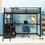 Twin Size Metal&Wood Loft Bed with Desk and Shelves, Two Built-in Drawers, Black GX000624AAB