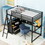 Twin Size Metal&Wood Loft Bed with Desk and Shelves, Two Built-in Drawers, Black GX000624AAB