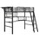 Twin Size Metal Loft Bed with 2 Shelves, a desk and a Hanging Clothes Rack, Black and White GX000628AAB