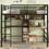 Full Size Metal & Wood Loft Bed with L -shaped desk and shelves, Black and Brown GX000629AAB