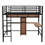 Full Size Metal & Wood Loft Bed with L -shaped desk and shelves, Black and Brown GX000629AAB