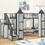 Metal Twin over Twin Castle-shaped Bunk Bed with Wardrobe and Multiple Storage, Black+White GX000630AAB