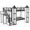 Metal Twin over Twin Castle-shaped Bunk Bed with Wardrobe and Multiple Storage, Black+White GX000630AAB