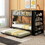 Metal Bunk Bed with big bookshelf, Twin, Black GX000632AAB