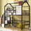 Metal Loft Bed with roof design and a storage box, Twin, Black GX000633AAB