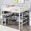Metal Loft Bed with bookcase, desk and cabinet, Full, White(expected to arrive on January 5th) GX000635AAK