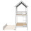House Bunk Bed with Trundle,Roof and Windows,White GX000705AAK-1