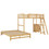 Twin over Full Bunk Bed with Built-in Desk and Three Drawers,Natural GX000709AAD