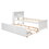Twin Size Platform Bed with Storage Headboard, USB, Twin Size Trundle and 3 Drawers, White GX000715AAK