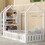 Twin Size Wood House Bed with Fence and Detachable Storage Shelves, White GX000718AAK