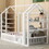 Twin Size Wood House Bed with Fence and Detachable Storage Shelves, White GX000718AAK
