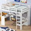 Twin Size Loft Bed with L-shaped Desk, Wardrobe and Storage Shelves, White GX000730AAK