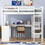 Twin Size Loft Bed with L-shaped Desk, Wardrobe and Storage Shelves, White GX000730AAK