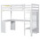 Twin Size Loft Bed with L-shaped Desk, Wardrobe and Storage Shelves, White GX000730AAK