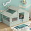 Wood Twin Size House Bed with Roof, Window and Guardrail, Light Green GX000938AAC