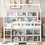 Twin Size House Loft Bed with Multiple Storage Shelves, White GX001027AAK