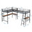Twin Size Metal Loft Bed with Two Built-in Desks,Black GX001114AAB