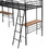 Twin Size Metal Loft Bed with Two Built-in Desks,Black GX001114AAB