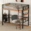 Metal Twin Size Loft Bed with Built-in Desk, Storage Shelf and Ladder, Black GX001119AAB