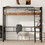 Metal Twin Size Loft Bed with Built-in Desk, Storage Shelf and Ladder, Black GX001119AAB