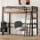 Metal Twin Size Loft Bed with Built-in Desk, Storage Shelf and Ladder, Black GX001119AAB
