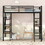 Twin Size Metal Loft Bed with Shelves and Desk, Black GX001128AAB