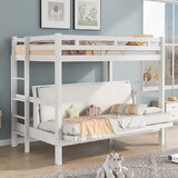 Twin over Full Bunk Bed, Down Bed can be Converted into Daybed, White GX001309AAK-1