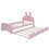 Wood Twin Size Platform Bed with Cartoon Ears Shaped Headboard and Trundle, Pink GX001614AAH