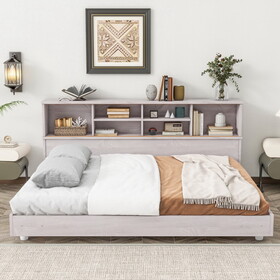 Full Size Daybed Frame with Storage Bookcases,White Oak P-GX001815AAA